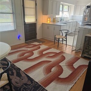 [Reserved] Ruggable 6x9 Fonda Ivory and Rust Rug Topper flat woven